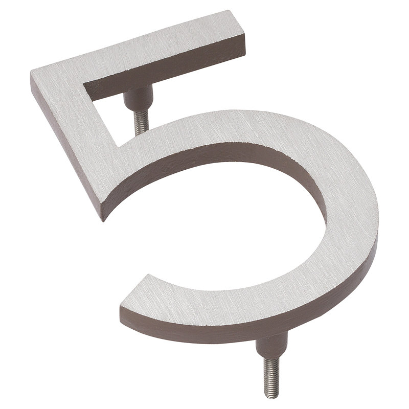 6'' H Metal House Number, Satin Nickel/Sand, 5