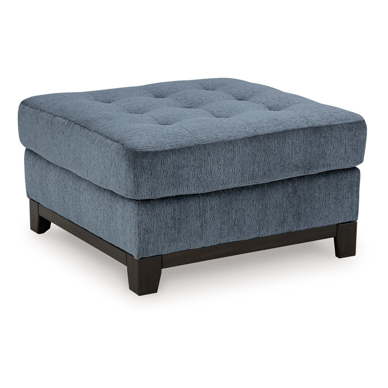 Maxo Accent Ottoman, 36 Inch Square, Soft Tufted Rich Polyester, Blue