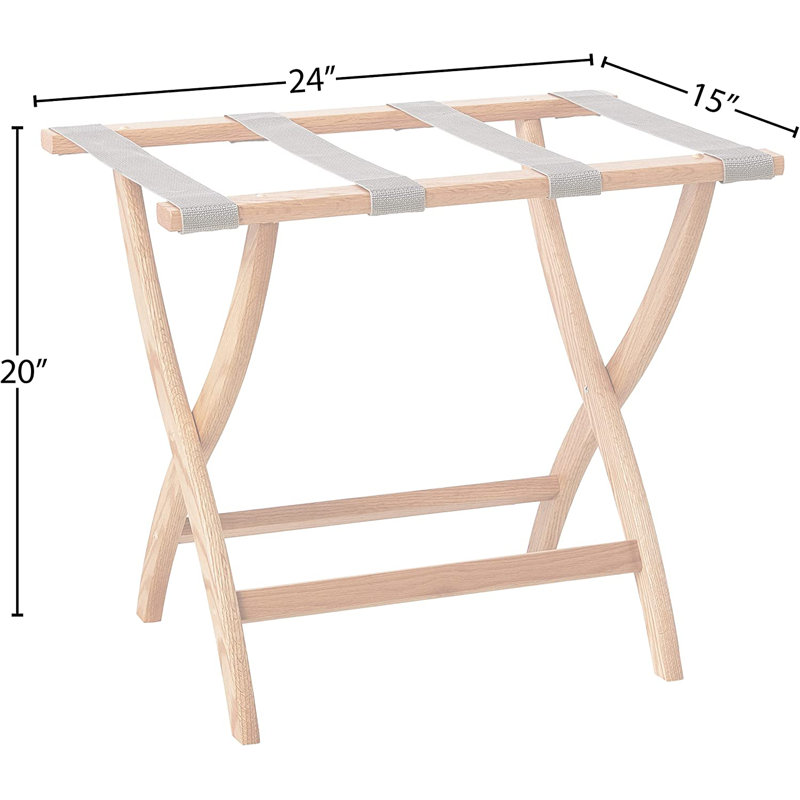 Porte-bagages pliable en bois, Chêne clair, Gris