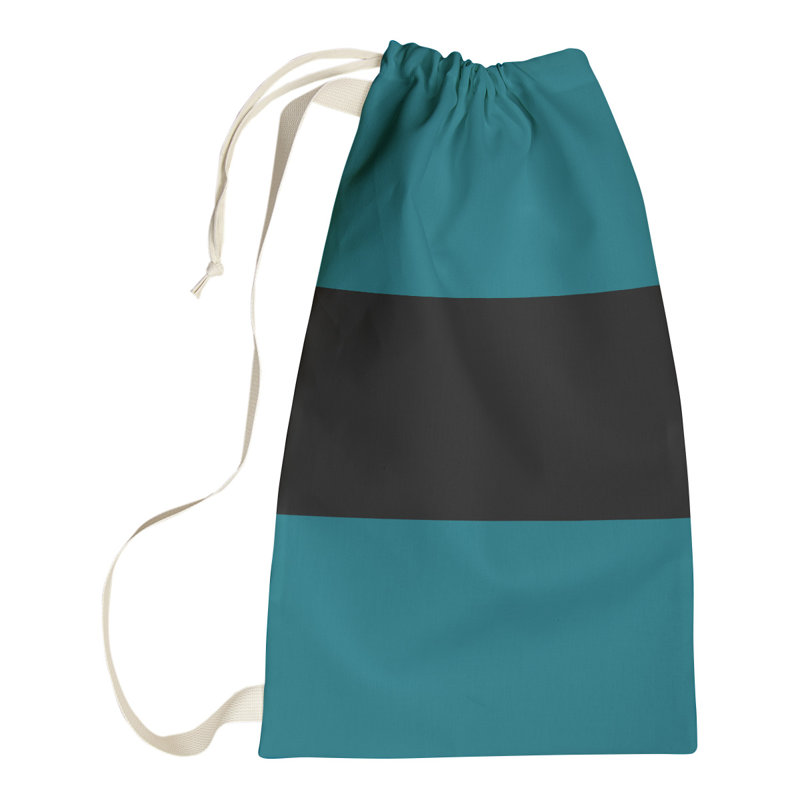 Fabric Laundry Bag with Handles, 36" H x 28" W x 1.5" D, Deep Pacific Teal/Black/Deep Pacific Teal