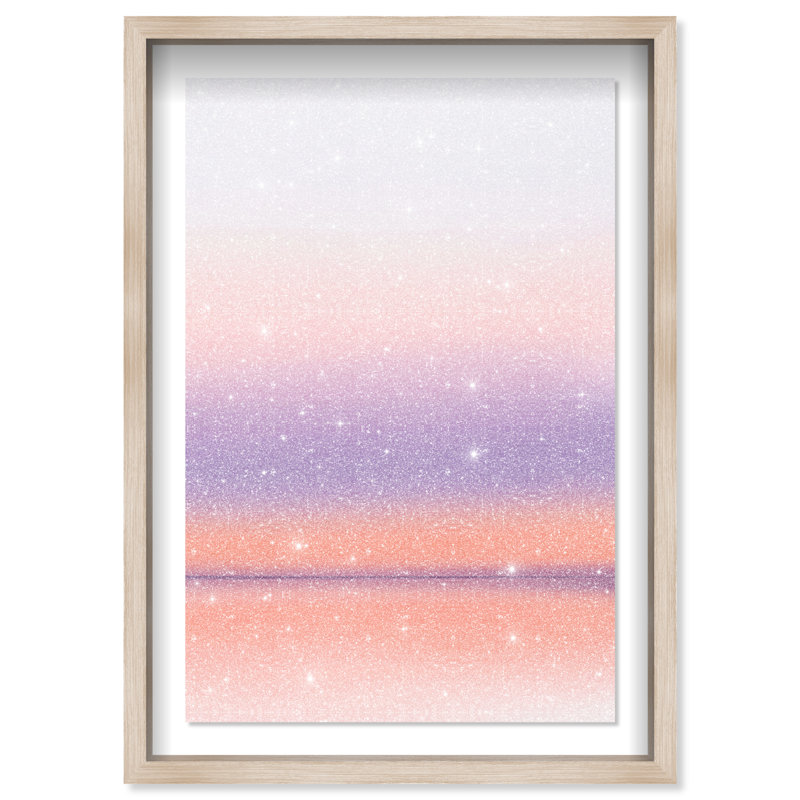 Peach Coastline Print by Oliver Gal, 55.5"H x 37.5"W, Natural Oak Shadowbox