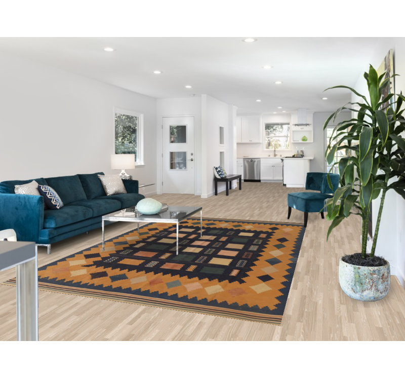 Tapis bleu marine Kilim 7 x 10
