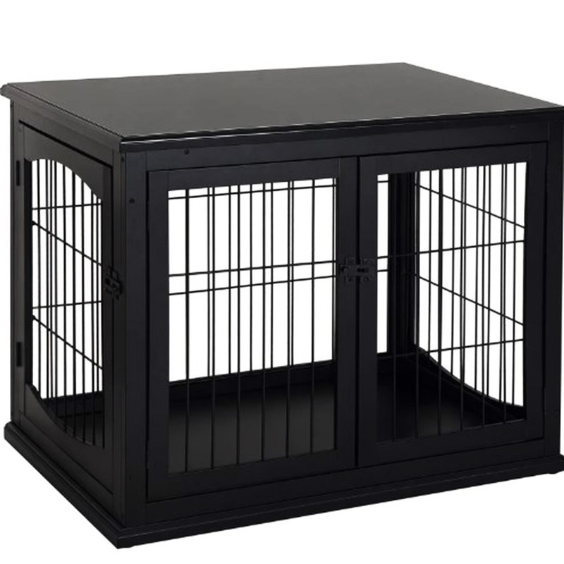 Table de bout pour chien avec entrée à 2 voies et esthétique moderne convenant aux petits chiens de taille moyenne pesant jusqu'à 44 lb Assemblage requis pour la cage en 1 entrée double