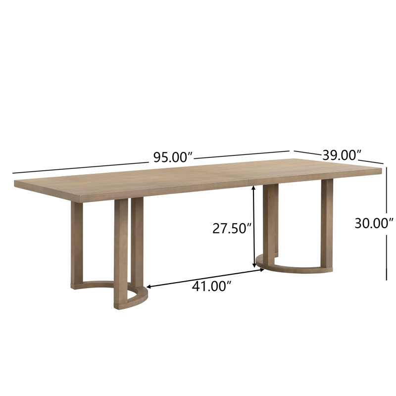 Harlan Rectangular Dining Table, 30" H x 95" L x 39" W, Natural Ash