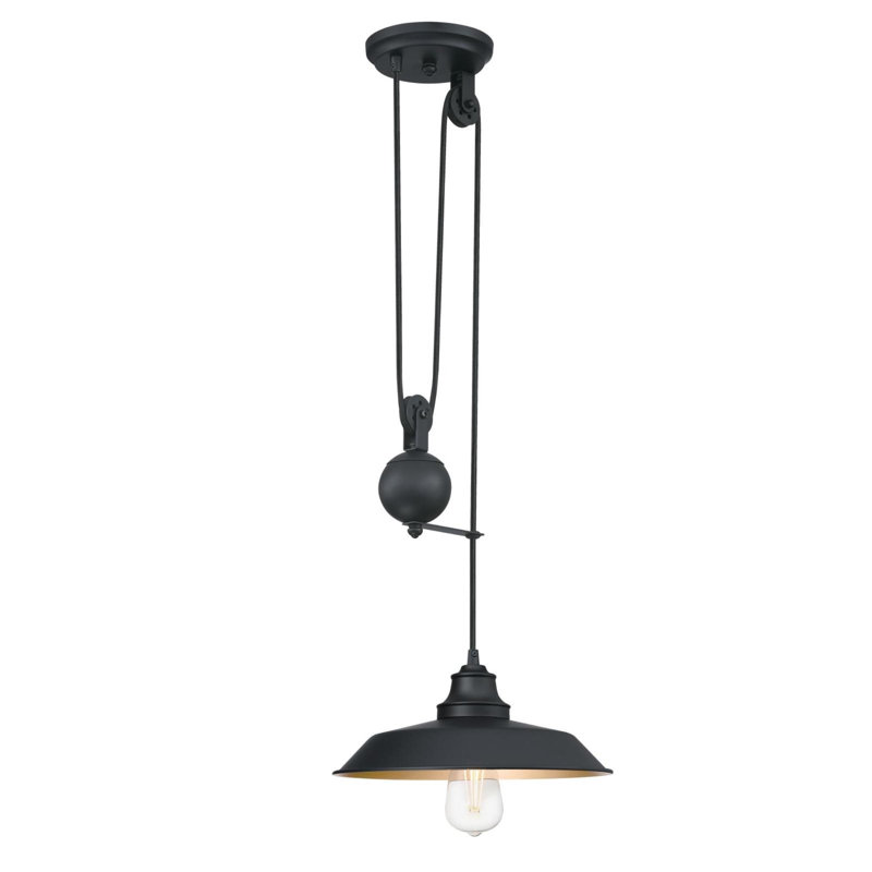 Luminaire suspendu poulie noir mat Iron Hill