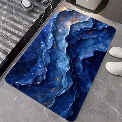 Tapis de bain en terre de diatomées, bleu paon texturé, antidérapant, à séchage rapide, très absorbant, écologique, facile à nettoyer pour la salle de bain Tapis de porte de cuisine 16 x 24 pouces (40 x 60 cm)