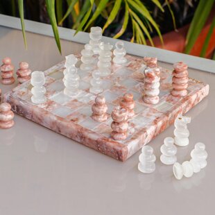 The Gold Chessmen & 21 inch Marble Board/Cabinet Chess Set – Fancy