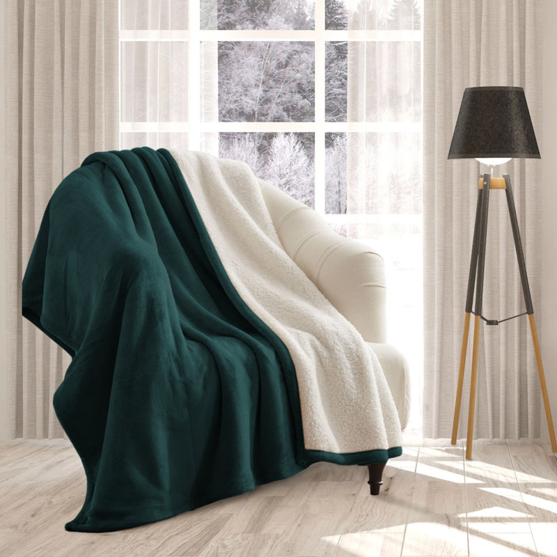 Couverture en molleton ultra doux Sherpa - réversible, chaude et moelleuse - lavable à la machine, Simple (60 po x 80 po)
