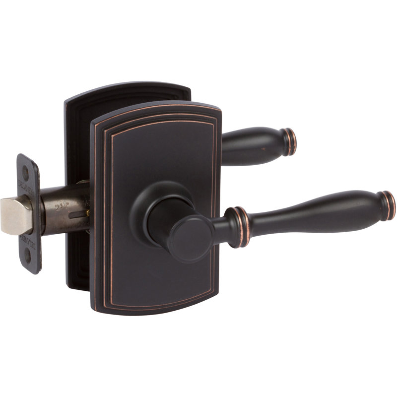 Poignée de porte de passage Sorado avec rosette rectangulaire, Bronze huilé
