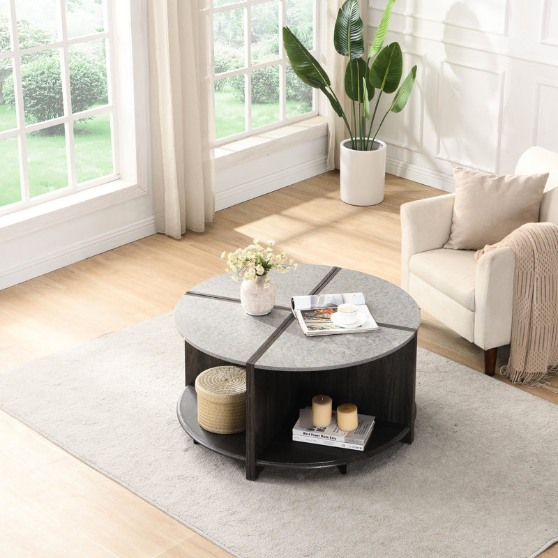 Table basse industrielle grise - ensemble de 4 pièces, 2 rangements pour le salon et le jardin, accessoires de 4 po