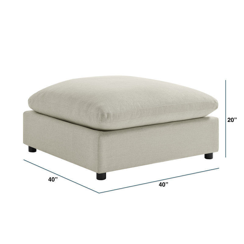 Jazzmyne Fabric Ottoman, Beige Polyester