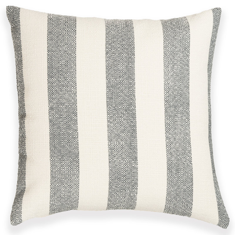 Coussin Birch Lane Harding, Bleu rayé, Plume, Carré 22 po