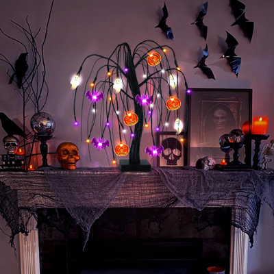 Halloween Table Decorations 18 Inch 36 LED Halloween Willow Tree With Pumpkin Bat Ghost Lights, Timer/USB/Battery Operated Black Halloween Tree Spooky -  The Holiday Aisle®, AD1AF6DF9F484103962805C6D51A778C