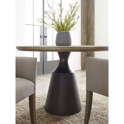 Diego Teak Round Metal Base Dining Table