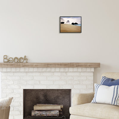 Au-532-Giclee " Beach Sand Footprints Foggy Cliffs " by Dennis Frates