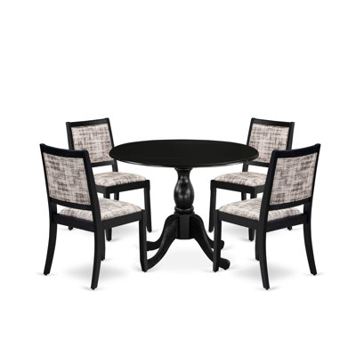 L'ensemble de salle à manger comprend une table ronde et des chaises empilables en polyester, noir