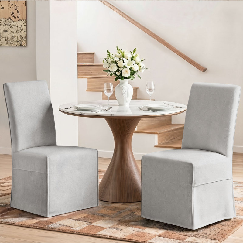 Chaise de salle à manger à haut dossier de 41 po avec housse amovible (ensemble de 2), Grey