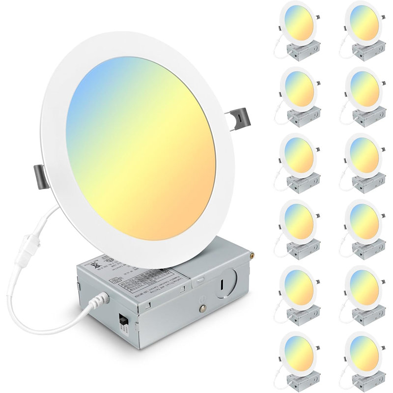 Luminaire de plafond encastré à DEL de 7 pouces ultra mince à 3 lumières à intensité variable sélectionnable
