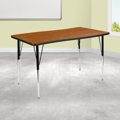 Goddard 28"W x 47.5"L Rectangular Wave Collaborative Grey Adjustable Height Activity Table
