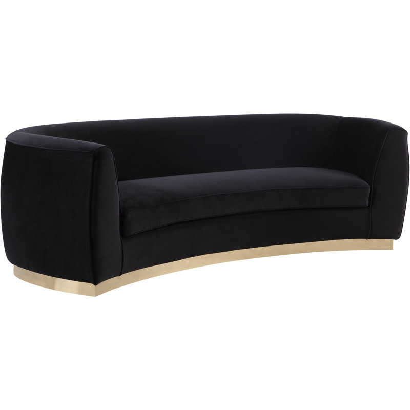 Breccan 91.5'' Velvet Sofa, Black Velvet, Gold