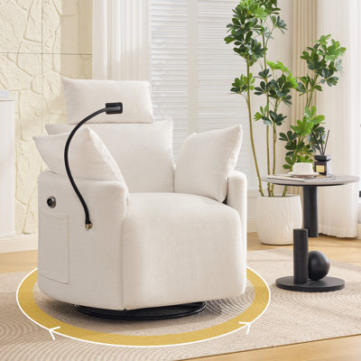 Fauteuil inclinable rond pivotant avec appui-tête réglable, alimentation et options manuelles