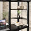 Lit mezzanine double en métal avec bureau et rangement pour les adolescents - noir, 78,07 po de profondeur, 57,58 largeur, 70,85 hauteur, 115,1 lb, conception stable, intégré, garde-corps, lattes, tablettes triangulaires, fiable