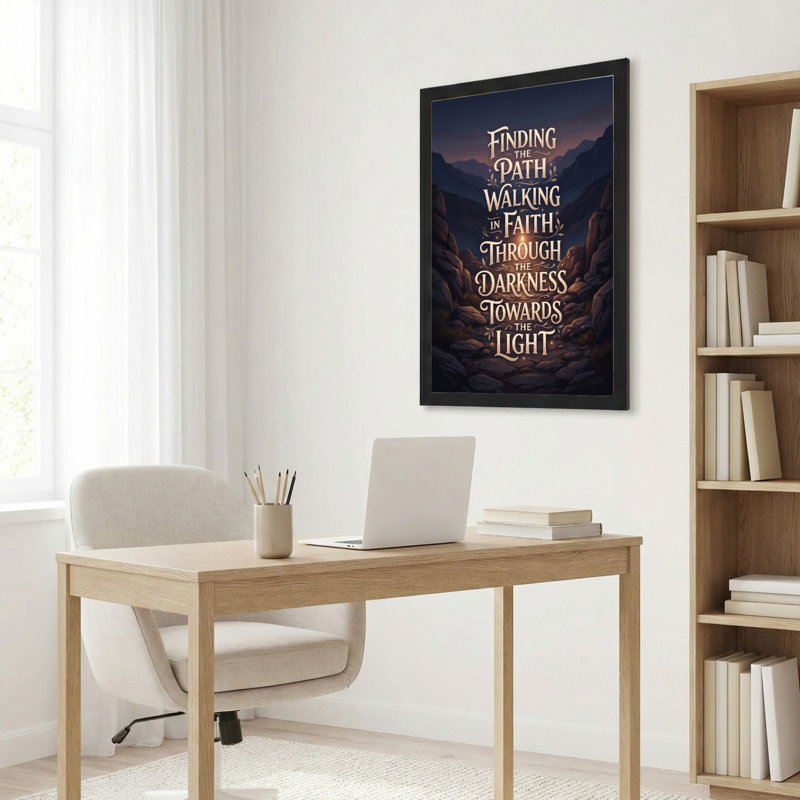 Black Wood Framed，Canvas Wall Art for Living Room, Bedroom, Office or Entryway – Decorative Wall Decor with Mountain Path
