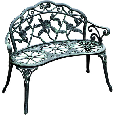 Banc d'extérieur en métal à motif floral, grande capacité de charge, idéal pour une utilisation sur la terrasse.