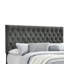 Lit double tapissier gris avec quatre tiroirs, tête de lit à boutons, rangement en bois massif, tissu doux, tiroirs pour vêtements essentiels