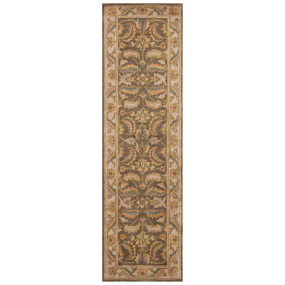 Tapis vert / beige en laine touffeté à la main Cranmore