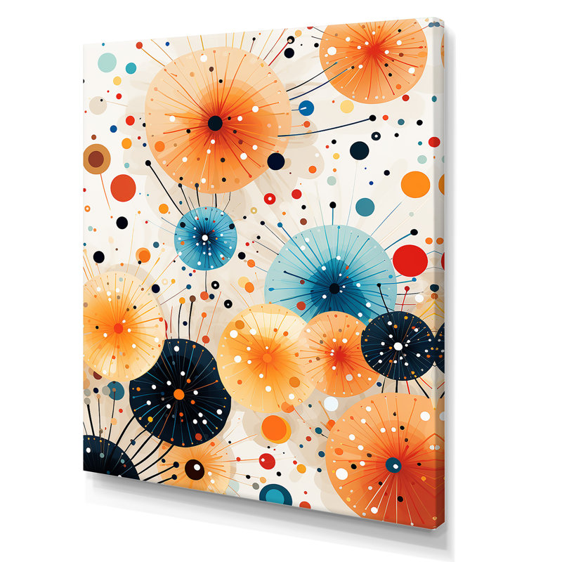 Orange And Blue Fireworks Magic - Fireworks Wall Art, Wrapped Canvas, 40" H x 30" W x 1.5" D