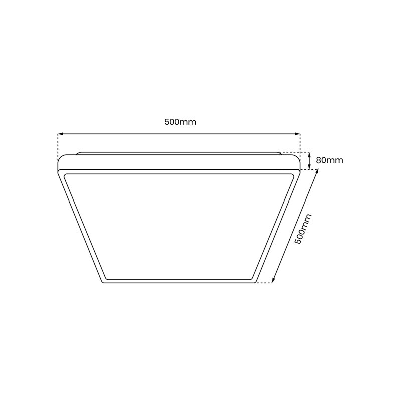 Quadro Plastic LED Flush Mount, 8cm H x 50 cm W x 50 cm D, Gold