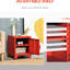Table d'appoint industrielle rouge, avec porte de style casier et tablette réglable pour un usage domestique