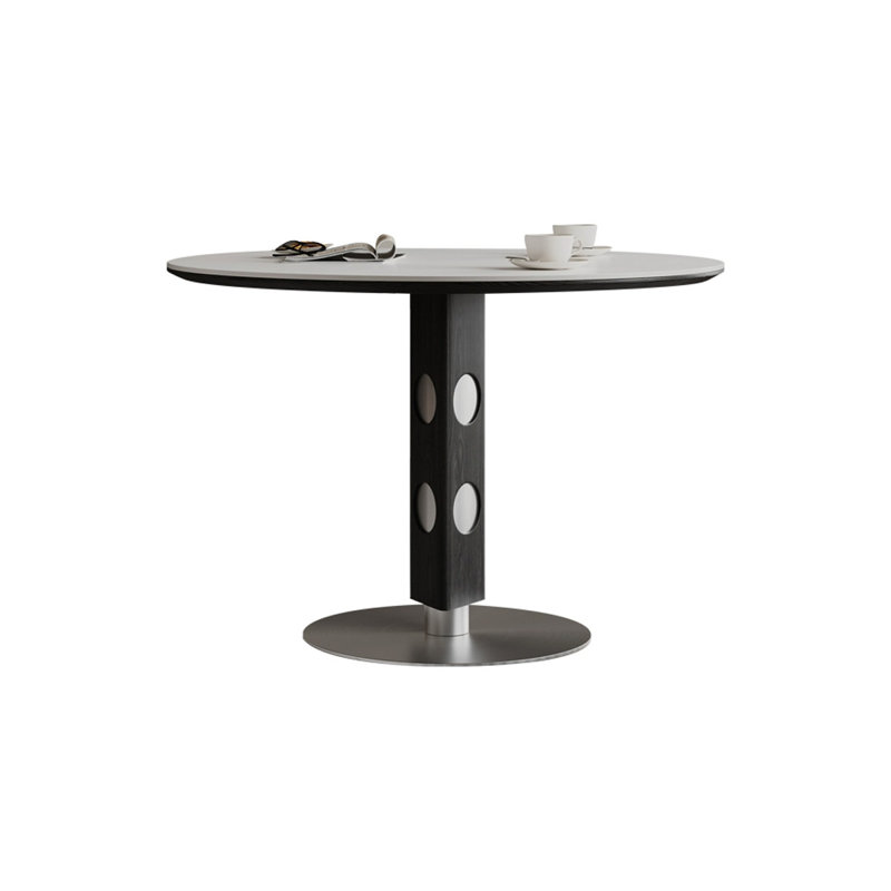 Table de salle à manger blanche, Argenté / Noir, H 29,53 po x L 35,43 po x l 35,43 po