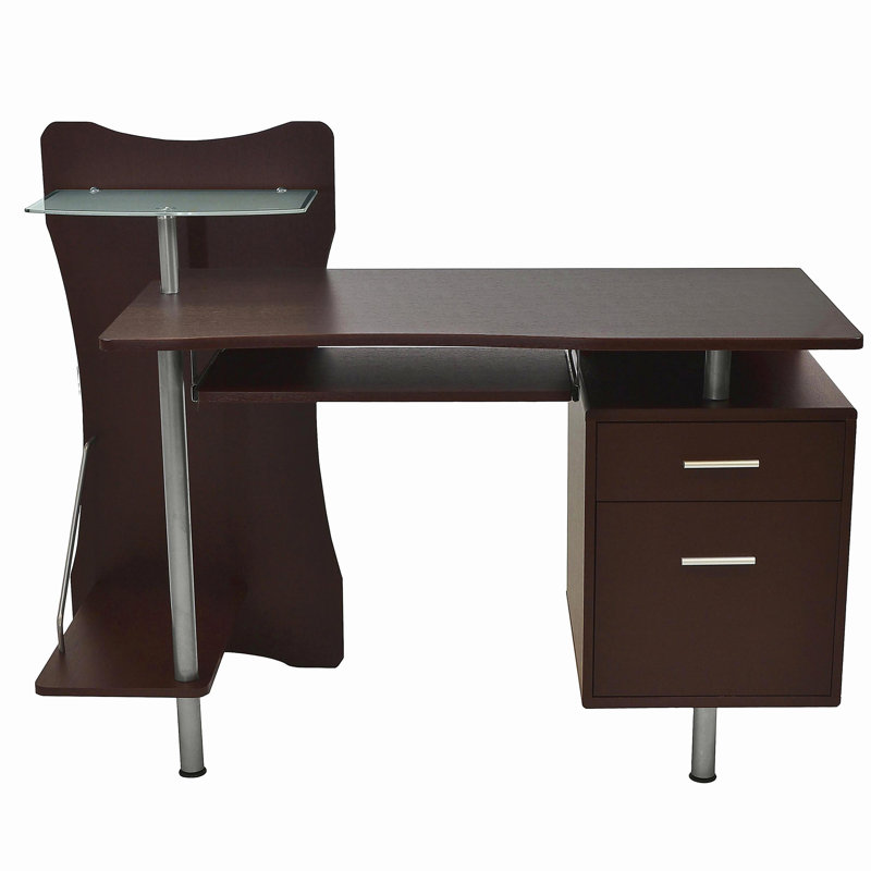 Bureau d'ordinateur avec rangement brun chocolat