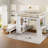 Bunk Bed With olid Wood Frame With Built-In Shelves And Wardrobe-125179129-125179130