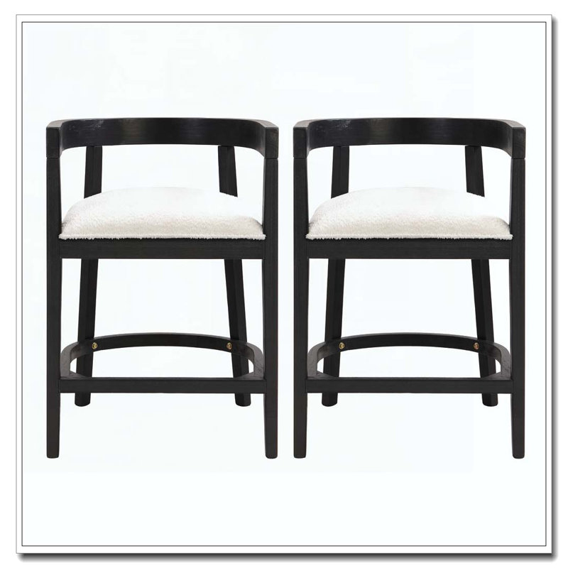 Tabouret de comptoir en bois d'hévéa, Noir