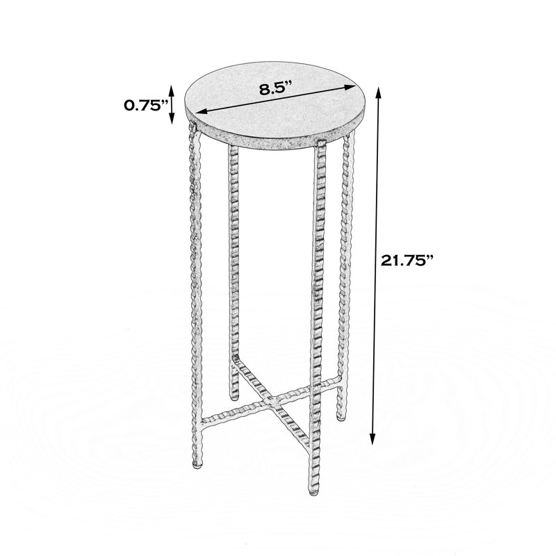 Nigella Granite Cross Legs Side Table, Black Granite/Gold