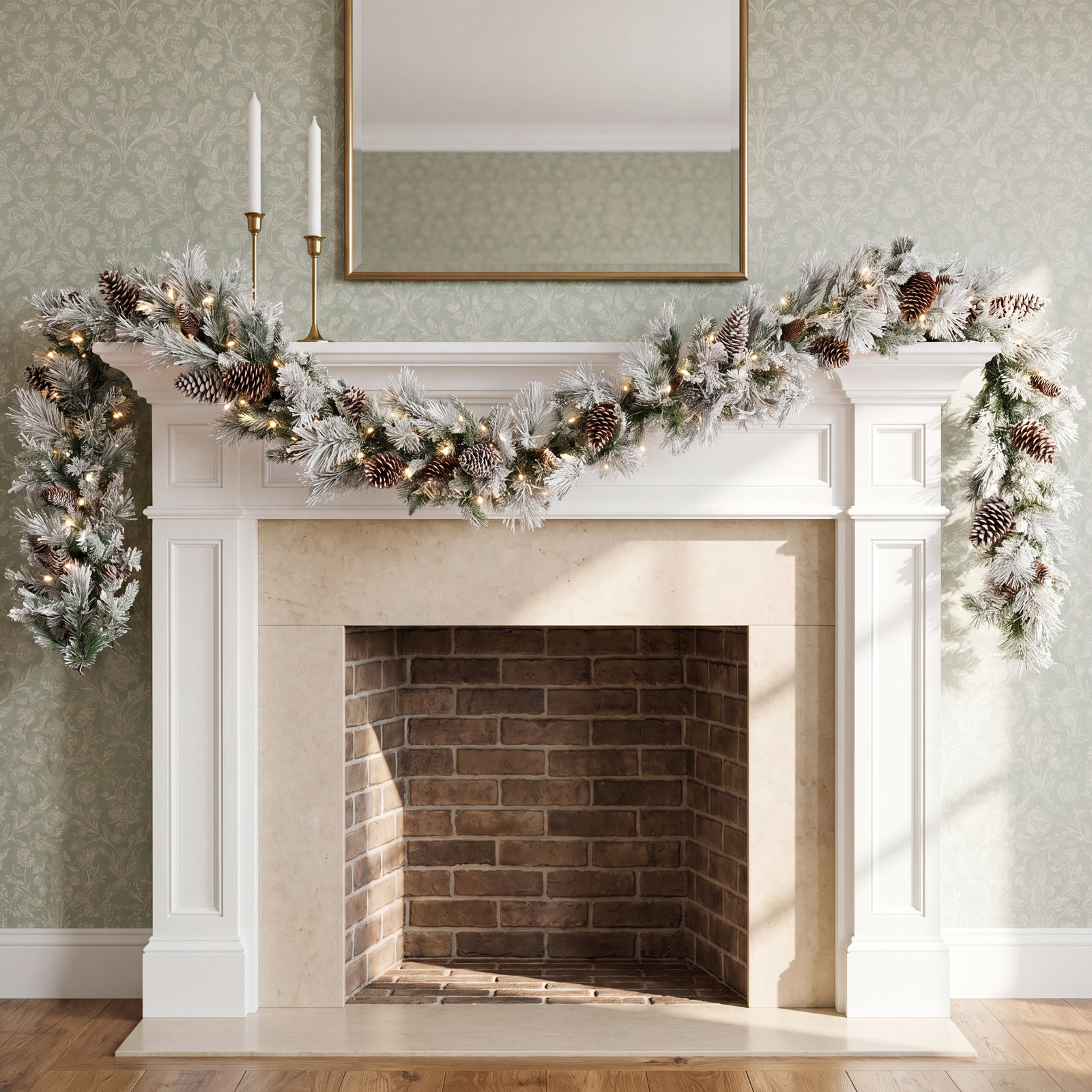 108" Frosted Pre-Lit Christmas Garland