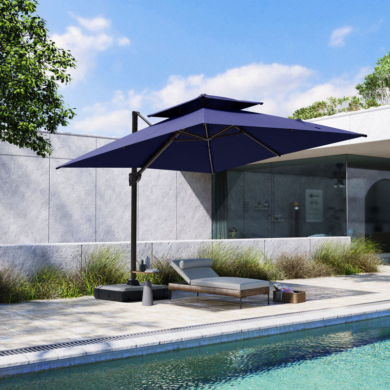Gerken 116' Square Cantilever Umbrella, Weighted Base Does Not Include, Noir, L 116 po x P 116 po, Carrée