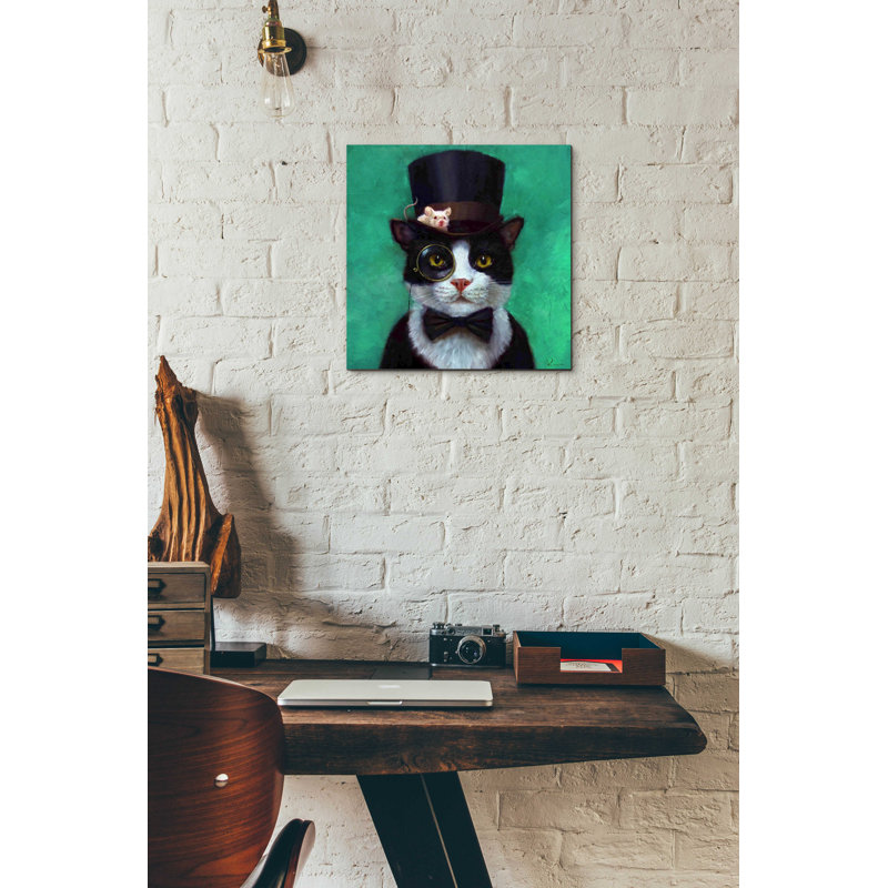 «Tuxedo Cat» par Lucia Heffernan, art mural en verre acrylique, H 12 po x l 12 po x P 0,13 po