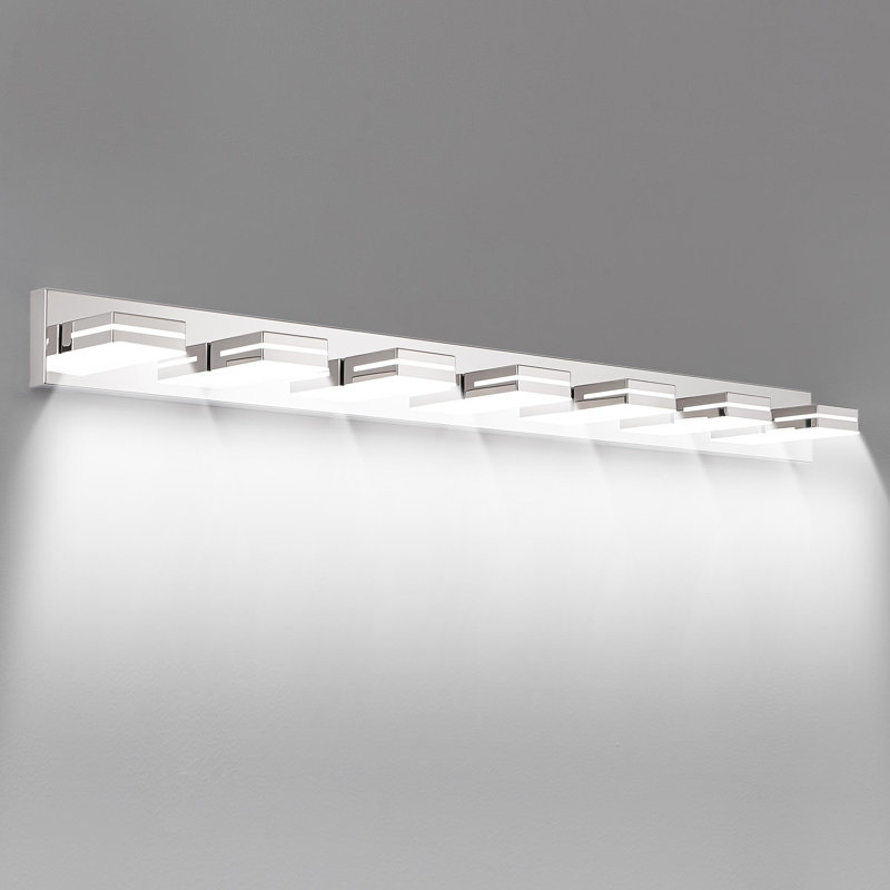 Luminaires de salle de bain Modern, H 5,1 po x l 55,1 po x P 4,3 po, Chrome, 7 lumières