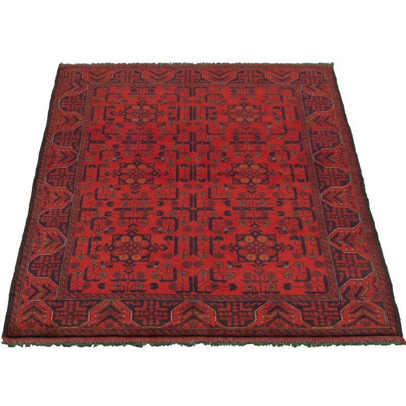 Tapis de zone en laine rouge 4 pi 1 po x 6 pi 5 po à main one-of-kind-noué la 2010 esari Allaina