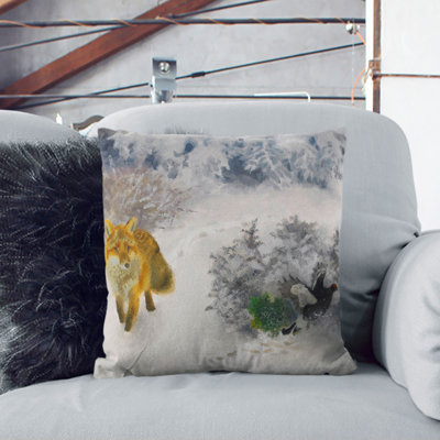 Fox and Black Grouse Cock Scatter Cushion