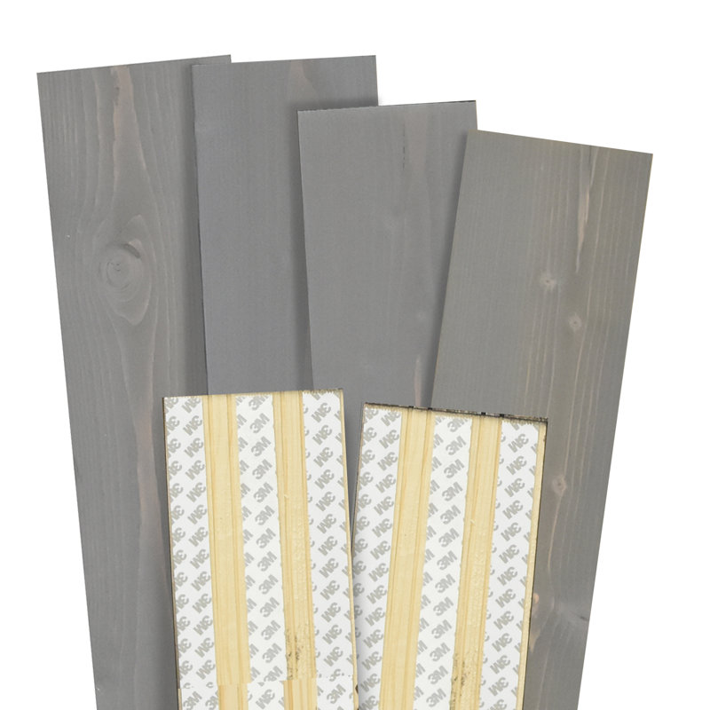 Decorative Solid Wood Wall Panel with Adhesive 3M Tape - 95 sq. ft. , Ash Gray