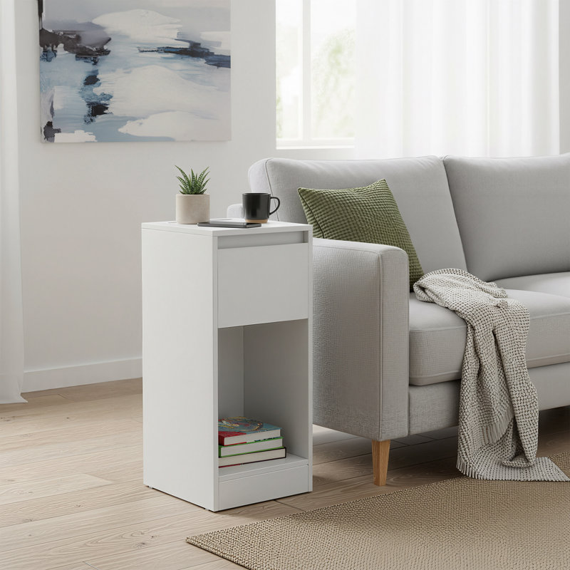 25cm W Particle Board Bedside Table, White