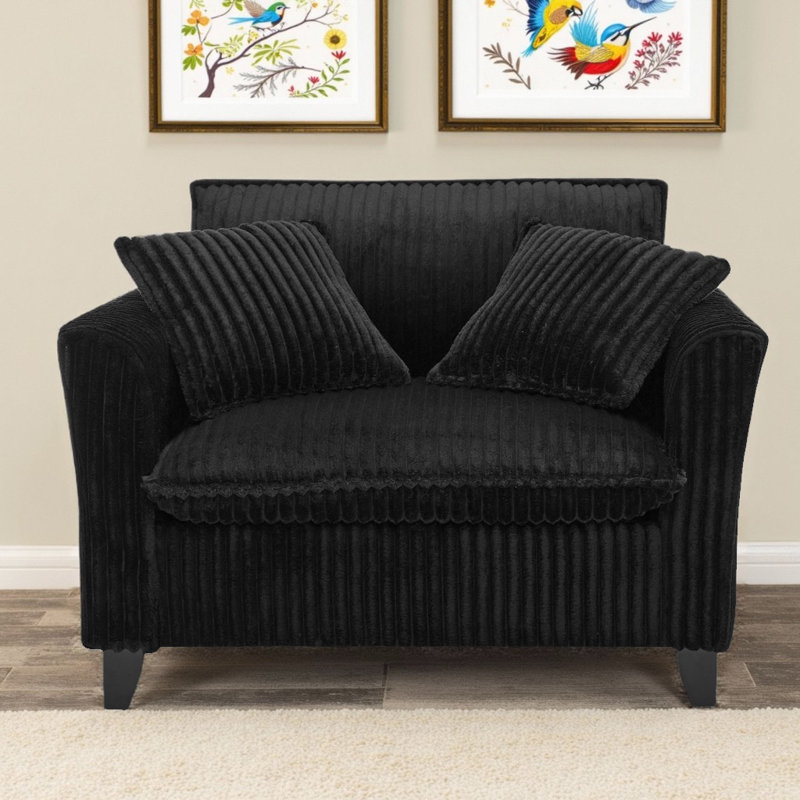 Fauteuil d'appoint 46,5 po avec dossier ergonomique et coussin moelleux, Noir