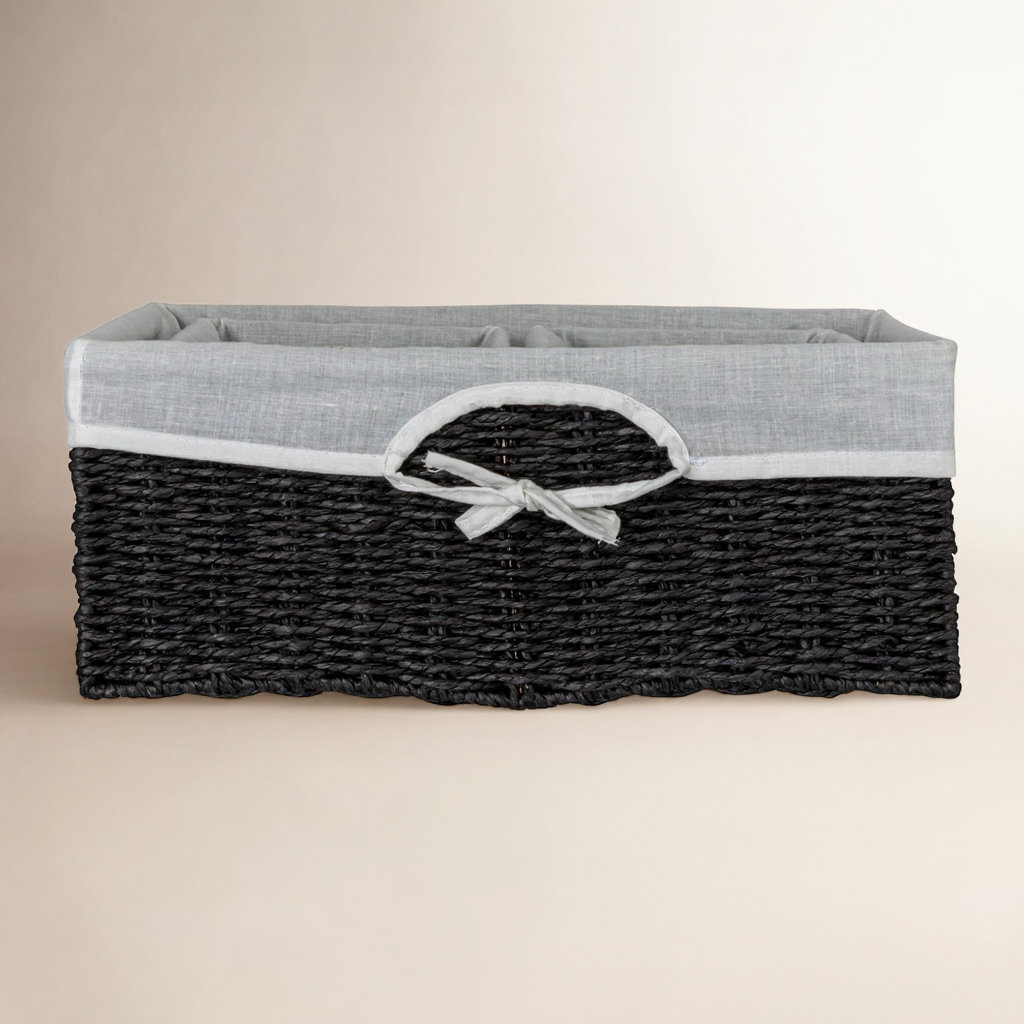 Cimah Handwoven Seagrass Storage Bin, Black