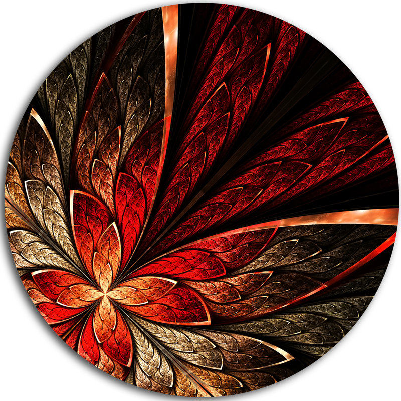 Abstrait fleur fractale, impression sur toile - Fleur fractale, H 23 po x l 23 po x p 1 po, Métal