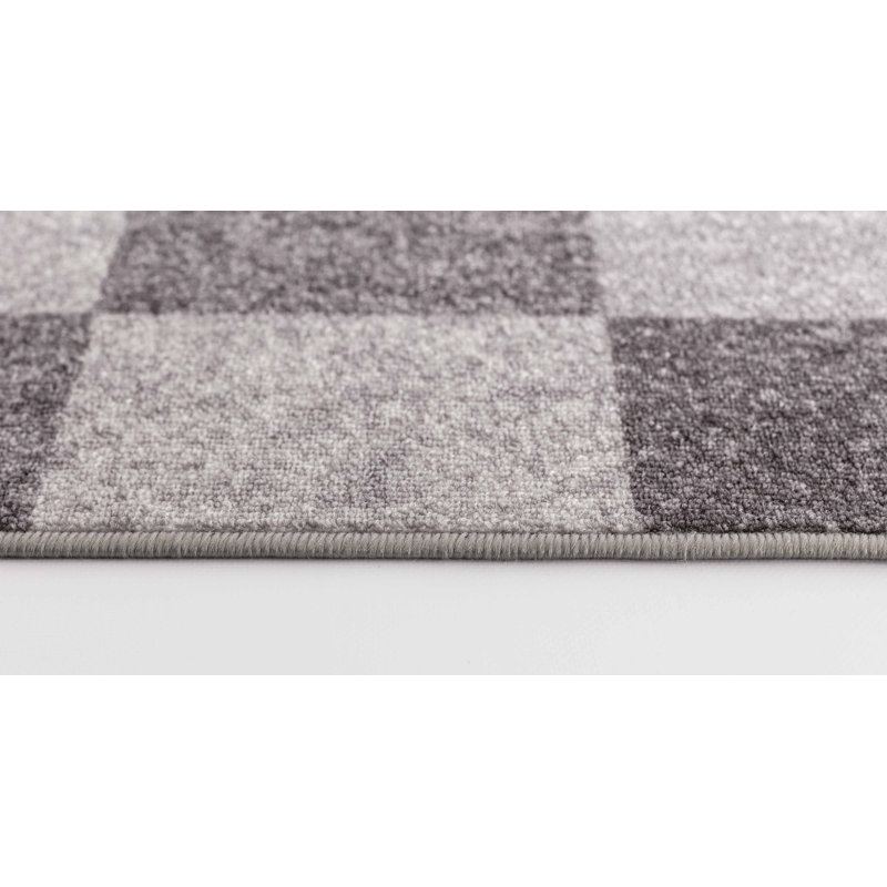 Mistie Non-Slip Geometric Indoor Doormat, Rectangle 67 x 220cm, Light Grey/Dark Grey